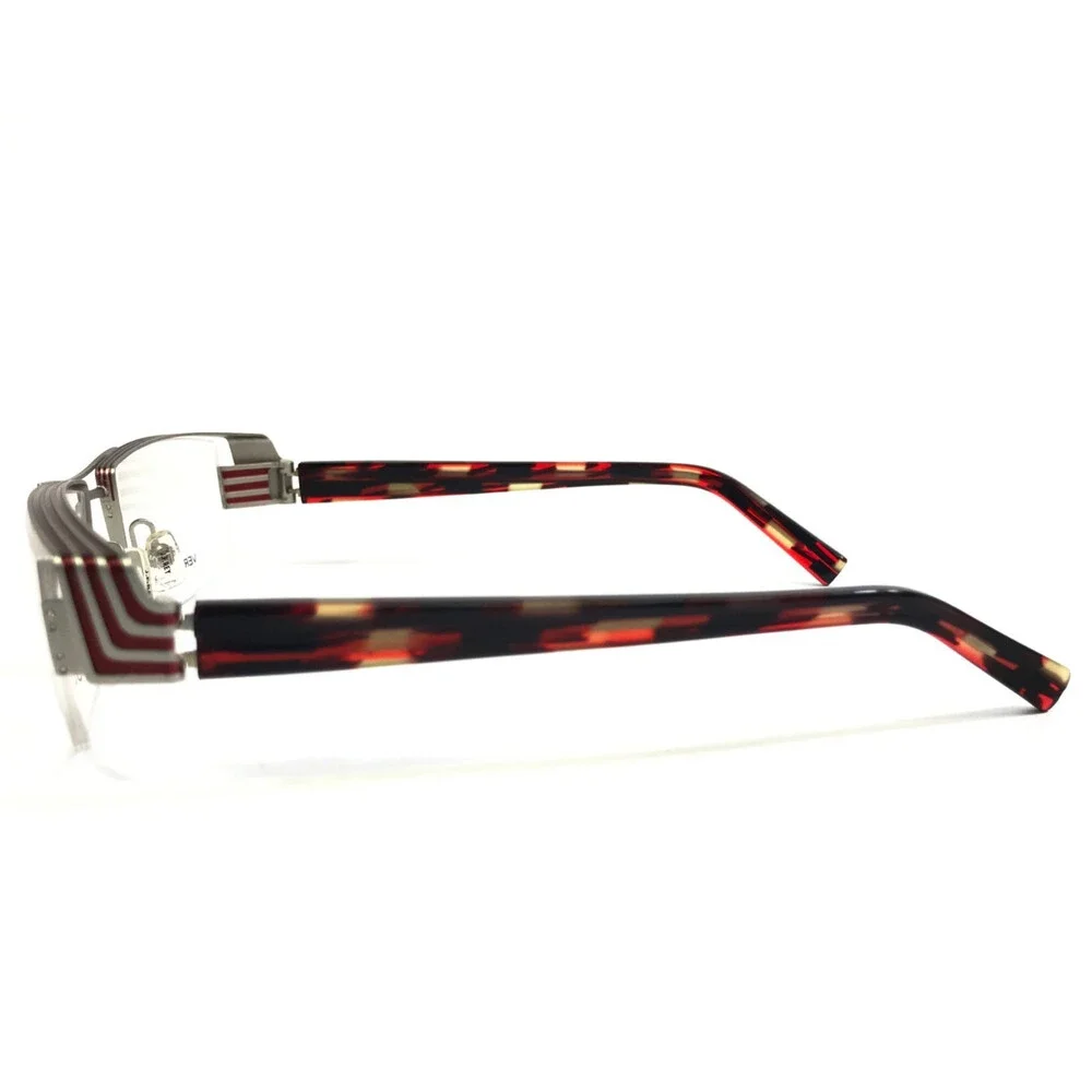 J.F. Rey Eyeglasses Frames JF2421 1035 Silver Burgundy Line 54-18.7-125